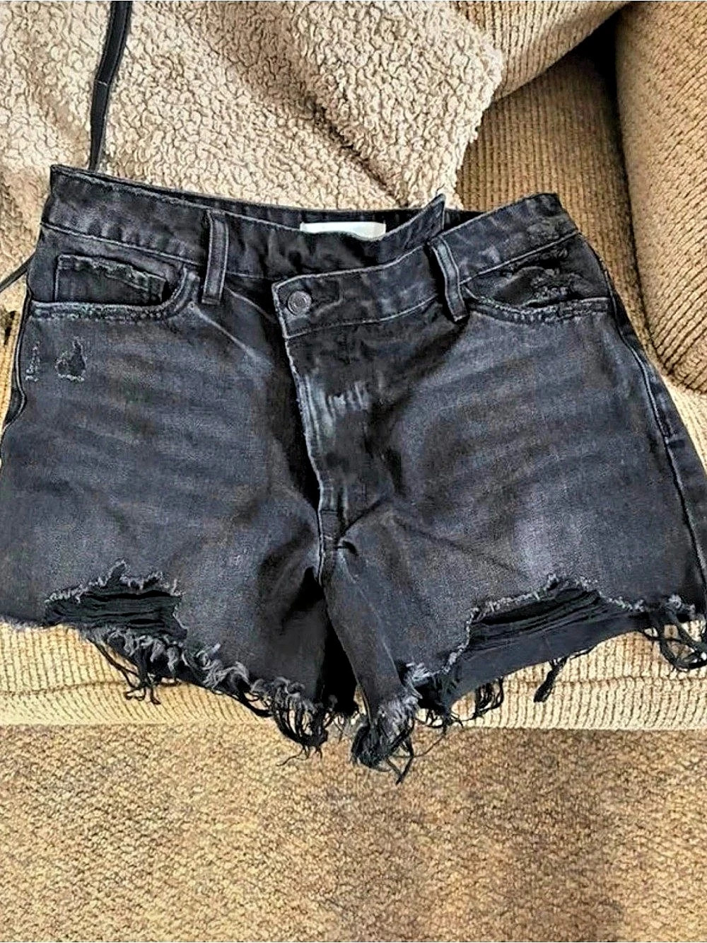 Distressed Black Jean Shorts